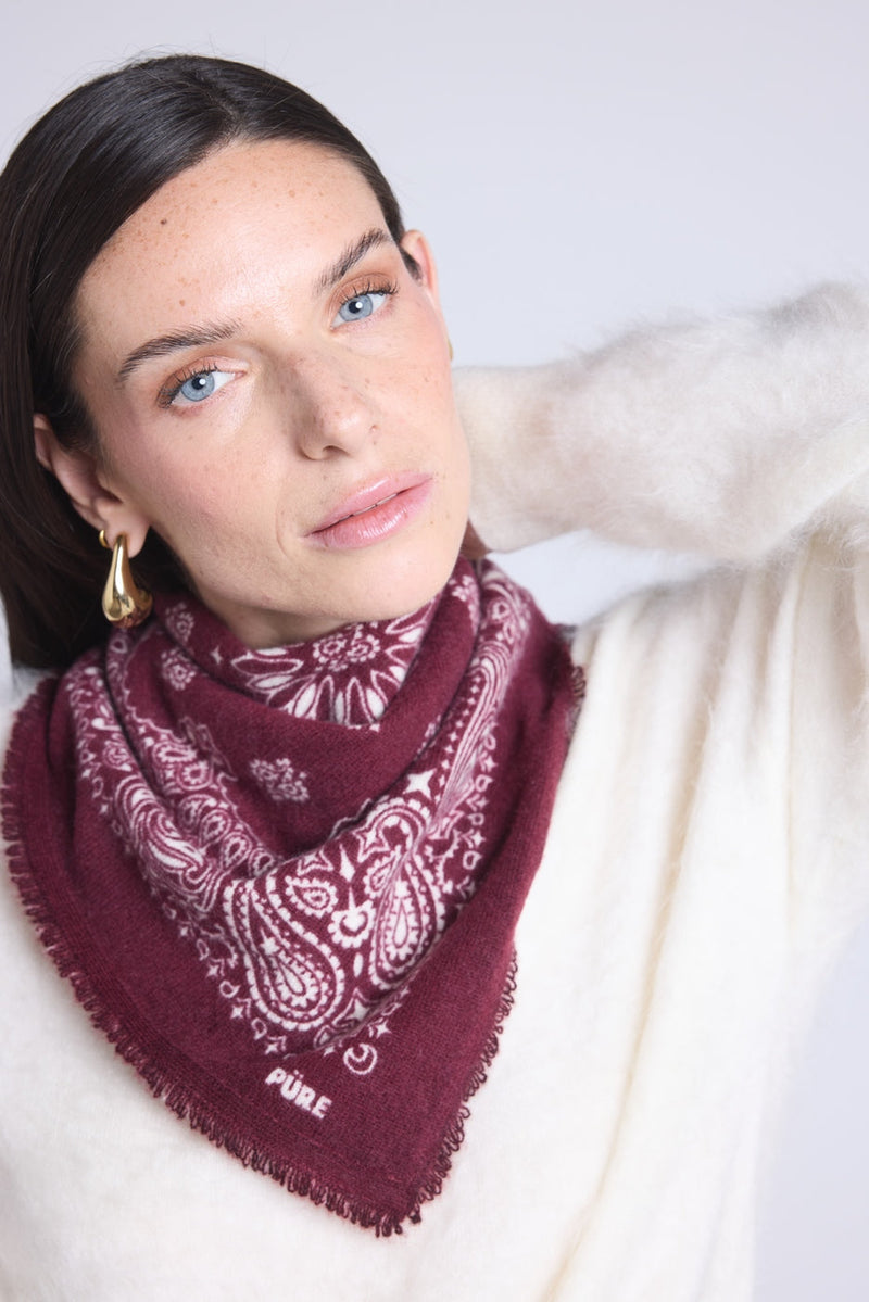 Echarpe Bandana Couronne Apache - Bordeau Blanc - Mixte
