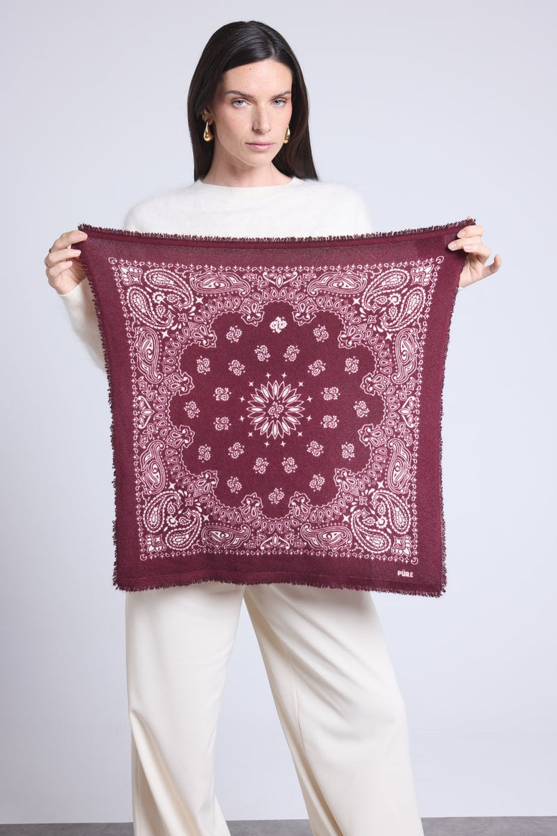 Echarpe Bandana Couronne Apache - Bordeau Blanc - Mixte
