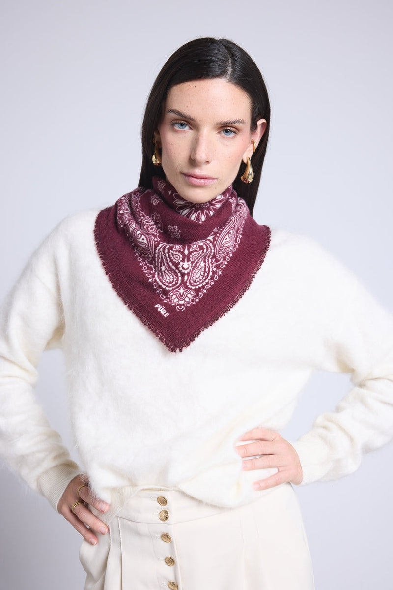 Echarpe Bandana Couronne Apache - Bordeau Blanc - Mixte