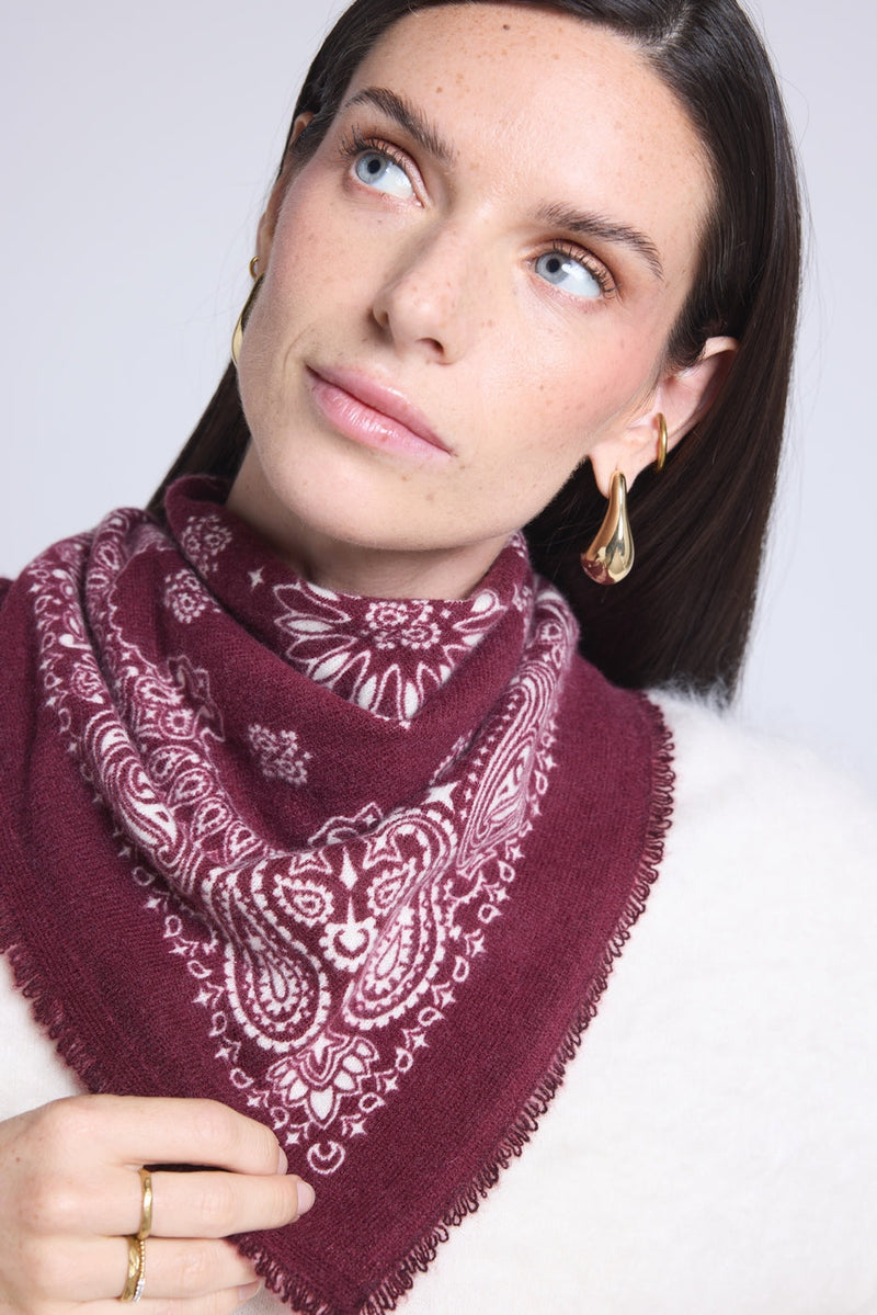 Echarpe Bandana Couronne Apache - Bordeau Blanc - Mixte