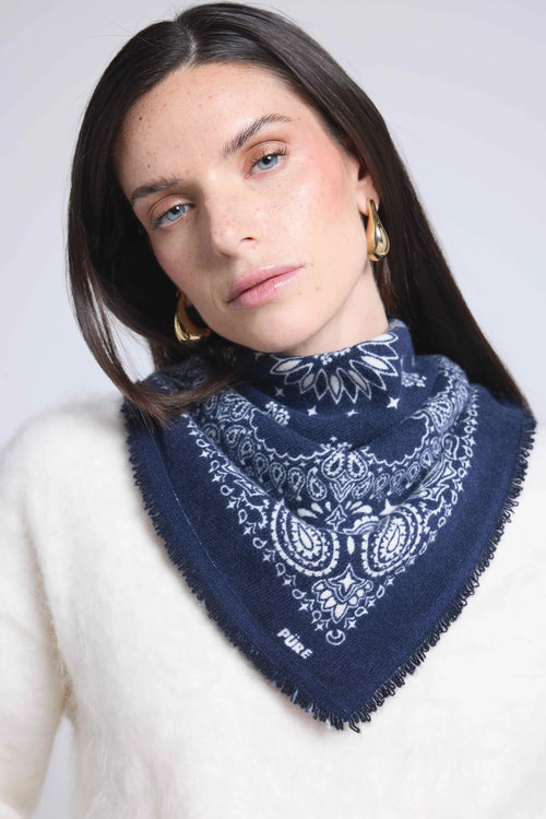 Echarpe Bandana Couronne Apache - Bleu Marine Blanc - Mixte