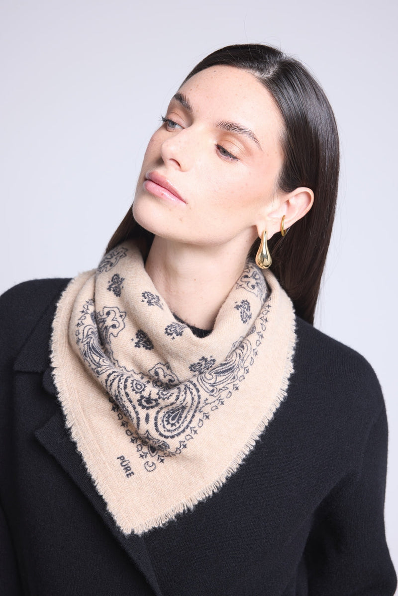 Echarpe Bandana Couronne Apache - Beige Noir - Mixte