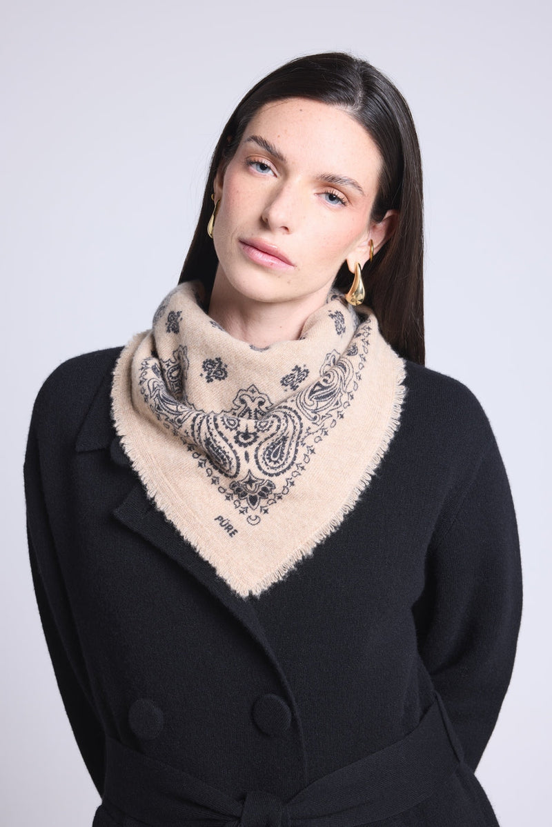 Echarpe Bandana Couronne Apache - Beige Noir - Mixte
