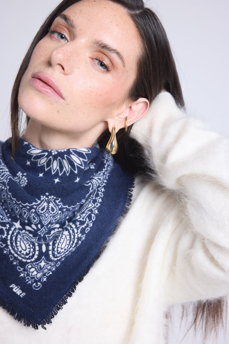 Echarpe Bandana Couronne Apache - Bleu Marine Blanc - Mixte