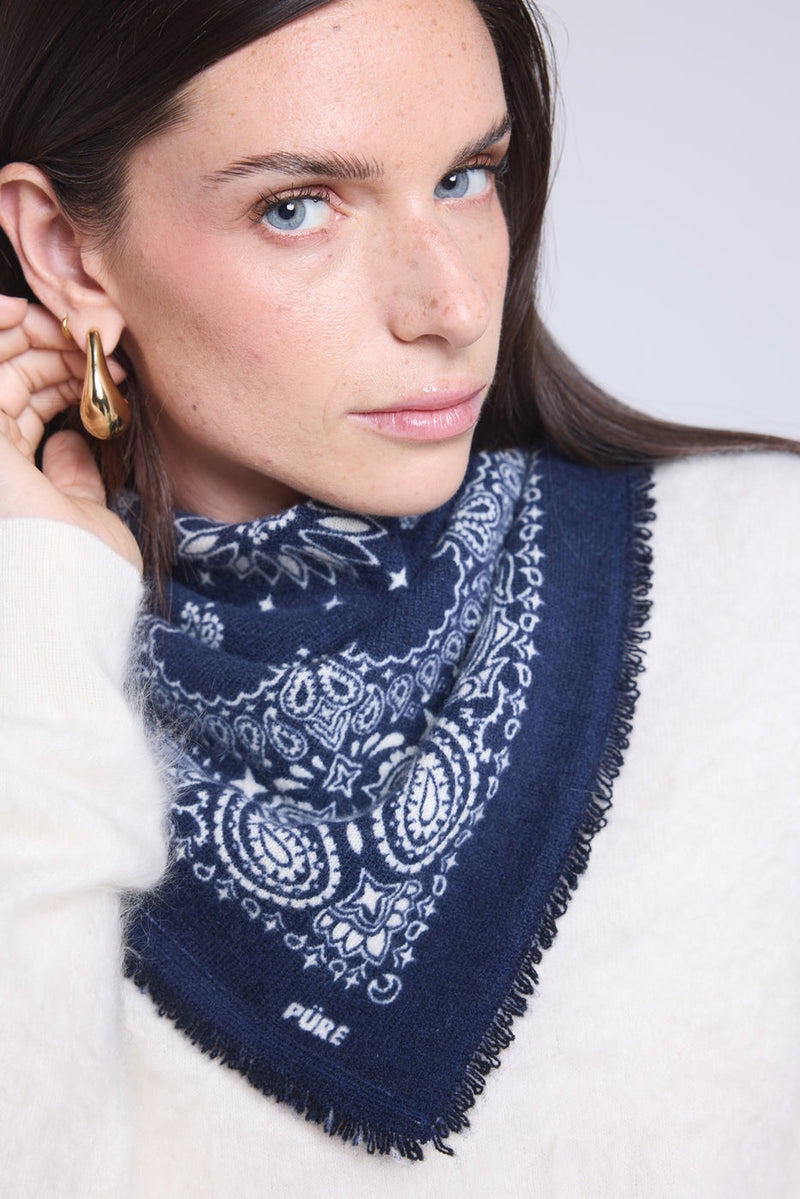 Echarpe Bandana Couronne Apache - Bleu Marine Blanc - Mixte