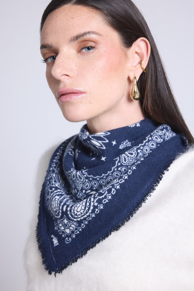 Echarpe Bandana Couronne Apache - Bleu Marine Blanc - Mixte