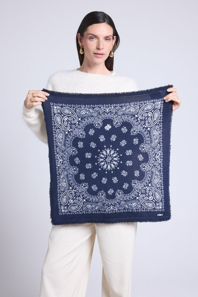 Echarpe Bandana Couronne Apache - Bleu Marine Blanc - Mixte