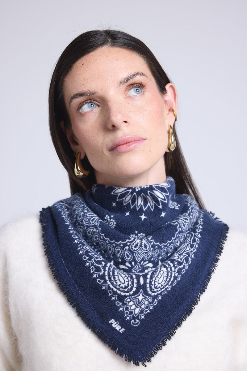 Echarpe Bandana Couronne Apache - Bleu Marine Blanc - Mixte