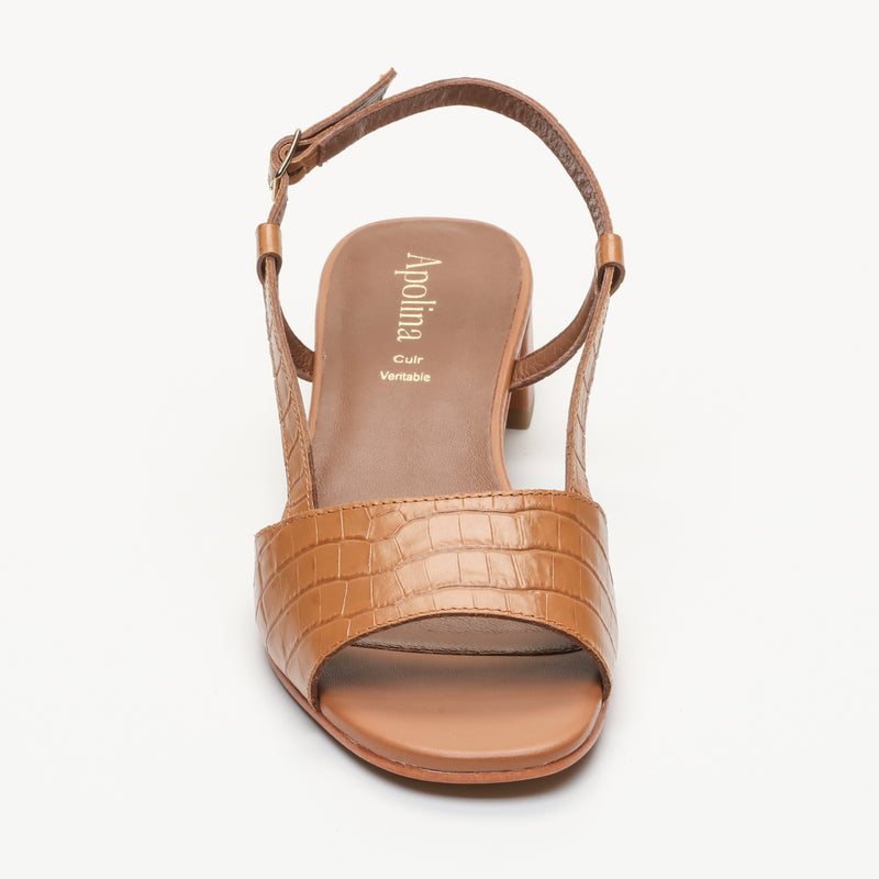 Heeled Sandal - Limia - Tan Croco