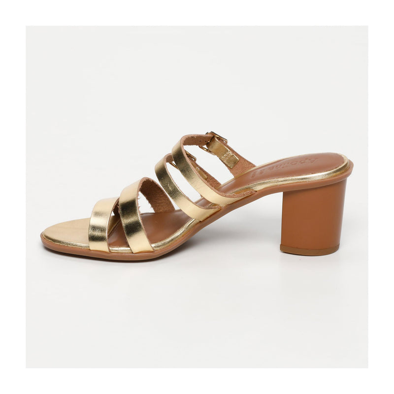 Zag Heeled Mules - Gold