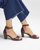 Sandale Apolline - Cuir Bordeaux - Semelle Cuir - Femme