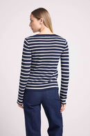 Pull Col Rond Mariniere Love Heritage Ariane - Bleu Marine Blanc Rouge