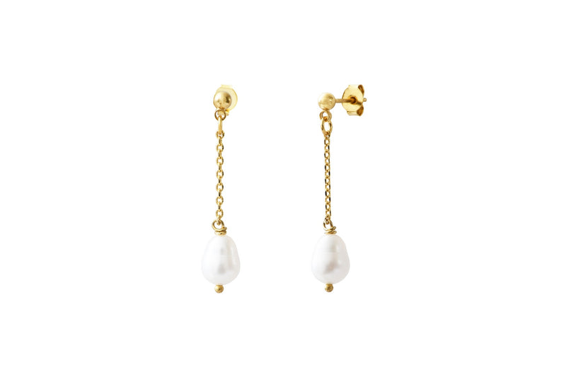 Ariel White Pearl Long Earrings