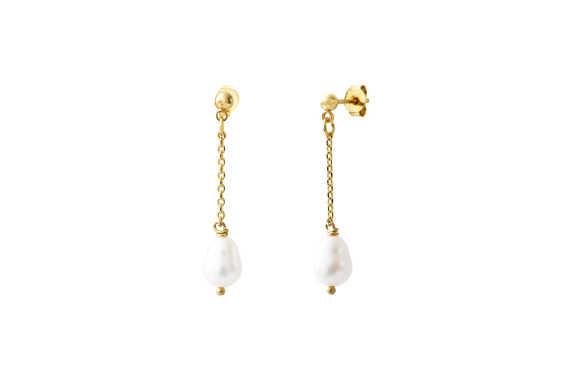 Boucles D'Oreilles Longues Ariel Perle Blanche