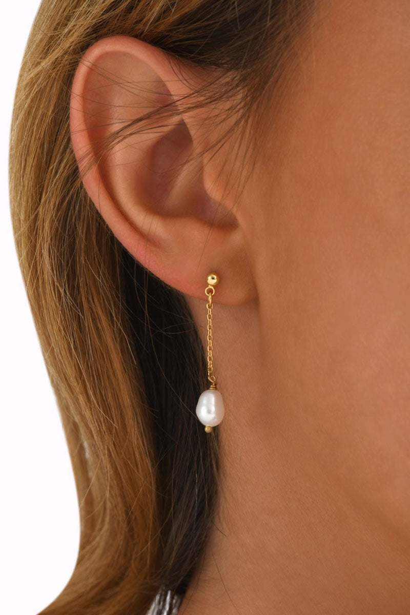 Ariel White Pearl Long Earrings
