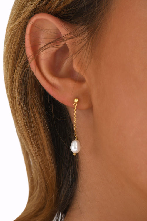 Ariel White Pearl Long Earrings