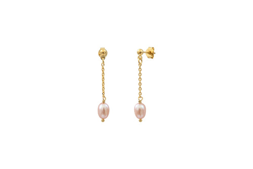 Boucles D'Oreilles Longues Ariel Perle Rose