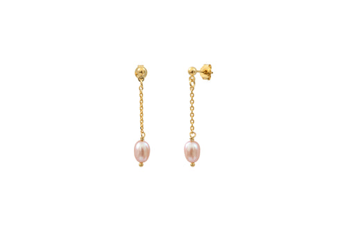 Boucles D'Oreilles Longues Ariel Perle Rose