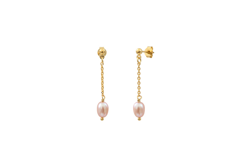 Boucles D'Oreilles Longues Ariel Perle Rose