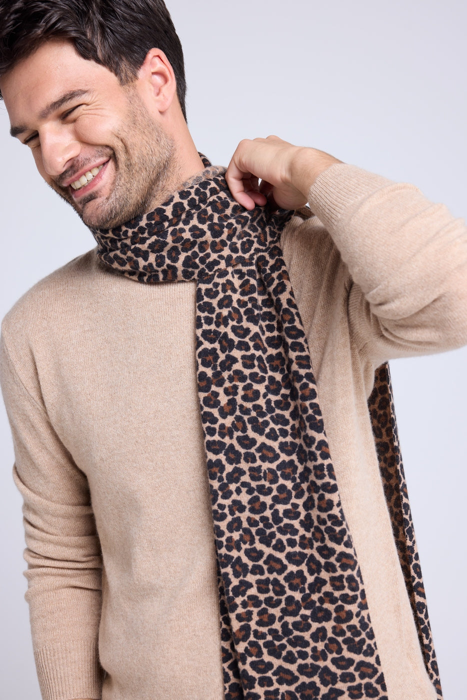 Sciarpa Ariella In Cashmere - Beige Leopardato