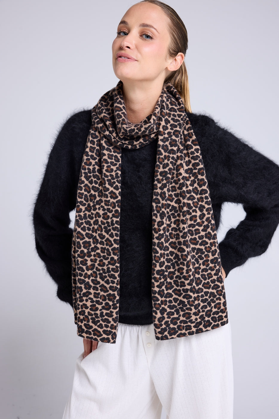 Sciarpa Ariella In Cashmere - Beige Leopardato