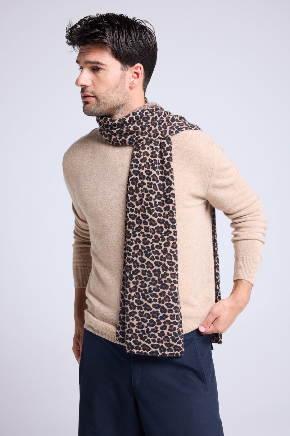 Sciarpa Ariella In Cashmere - Beige Leopardato