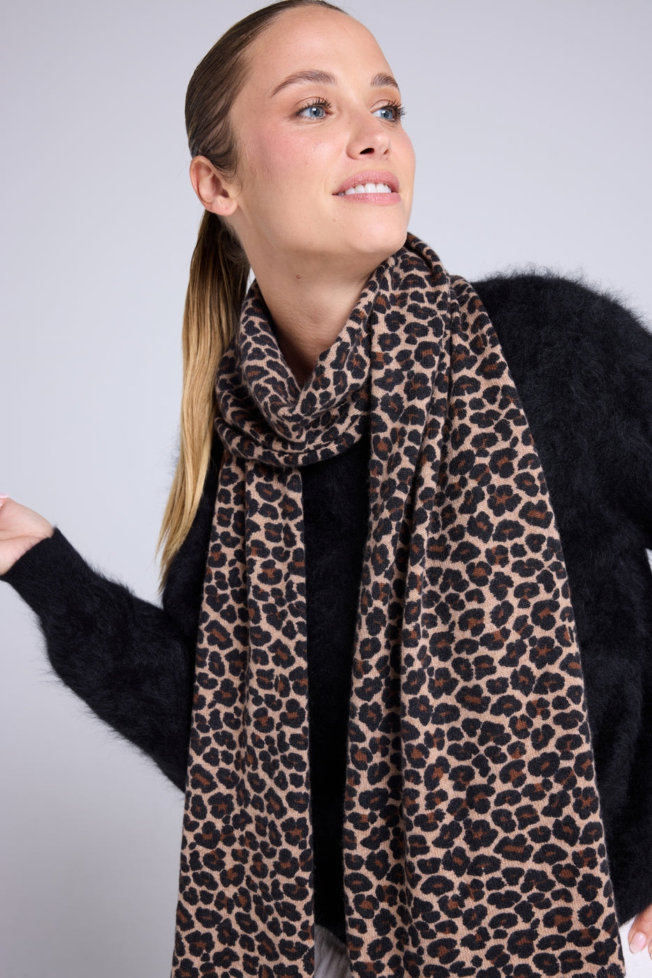 Sciarpa Ariella In Cashmere - Beige Leopardato