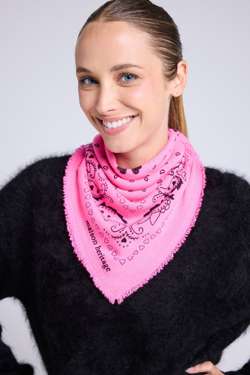 Echarpe Bandana Unisexe 54*54 Arizona - Rose Fluo Noir
