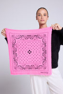 Echarpe Bandana Unisexe 54*54 Arizona - Rose Fluo Noir