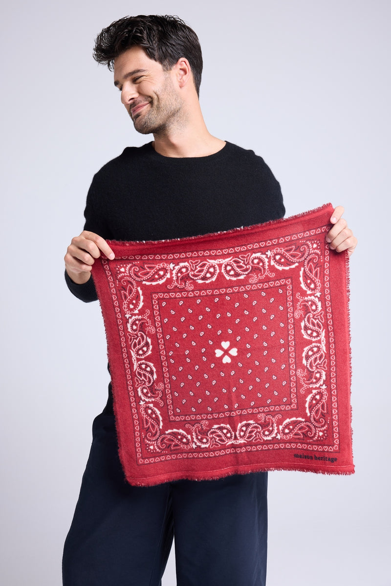 Echarpe Bandana Unisexe 54*54 Arizona - Rouge Noir Et Blanc