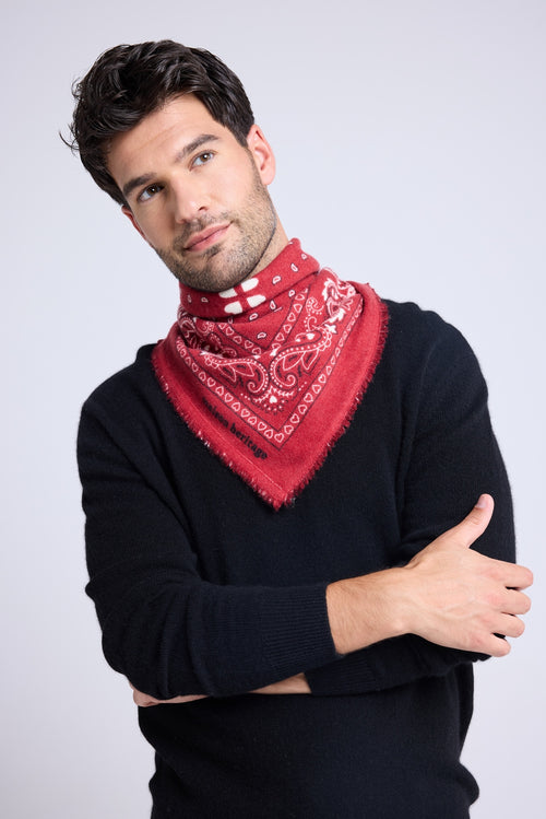 Echarpe Bandana Unisexe 54*54 Arizona - Rouge Noir Et Blanc