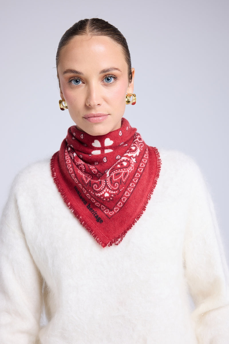 Echarpe Bandana Unisexe 54*54 Arizona - Rouge Noir Et Blanc