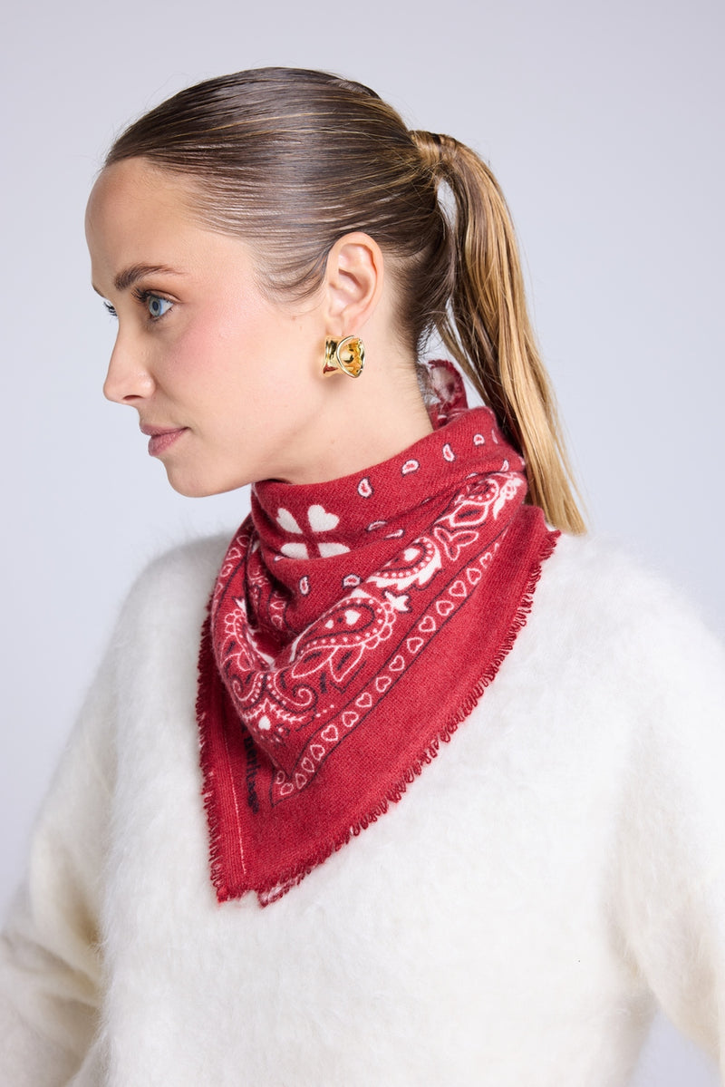 Echarpe Bandana Unisexe 54*54 Arizona - Rouge Noir Et Blanc