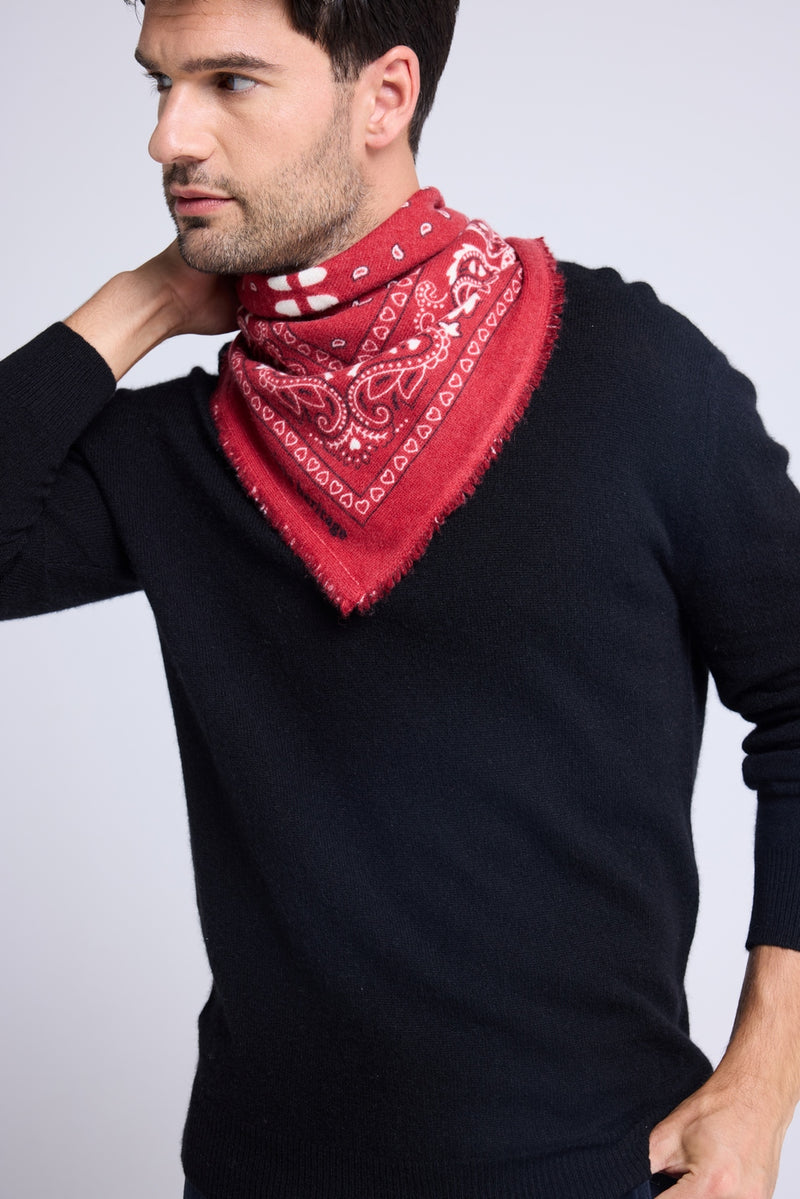 Echarpe Bandana Unisexe 54*54 Arizona - Rouge Noir Et Blanc