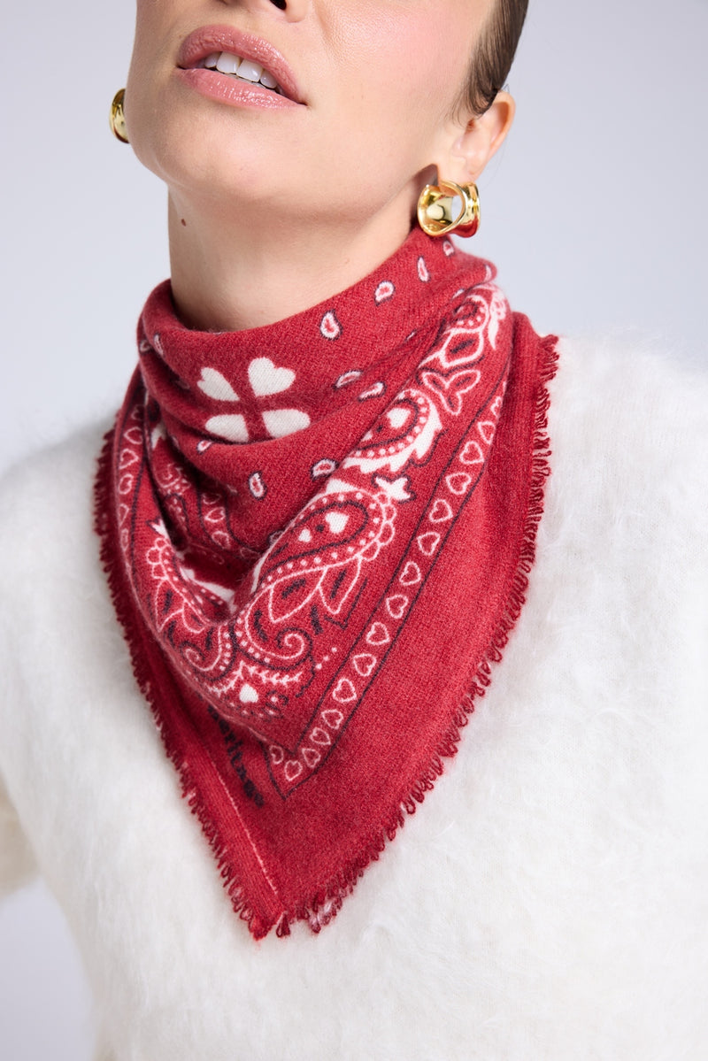 Echarpe Bandana Unisexe 54*54 Arizona - Rouge Noir Et Blanc