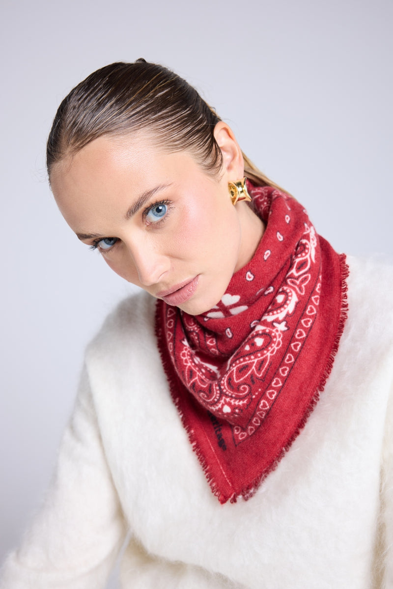 Echarpe Bandana Unisexe 54*54 Arizona - Rouge Noir Et Blanc