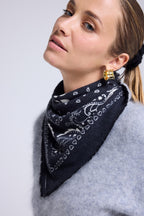Sciarpa Bandana Unisex 54*54 Arizona In Cashmere - Nero Bianco