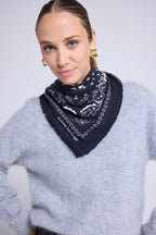 Sciarpa Bandana Unisex 54*54 Arizona In Cashmere - Nero Bianco