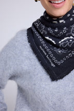 Sciarpa Bandana Unisex 54*54 Arizona In Cashmere - Nero Bianco