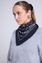 Sciarpa Bandana Unisex 54*54 Arizona In Cashmere - Nero Bianco