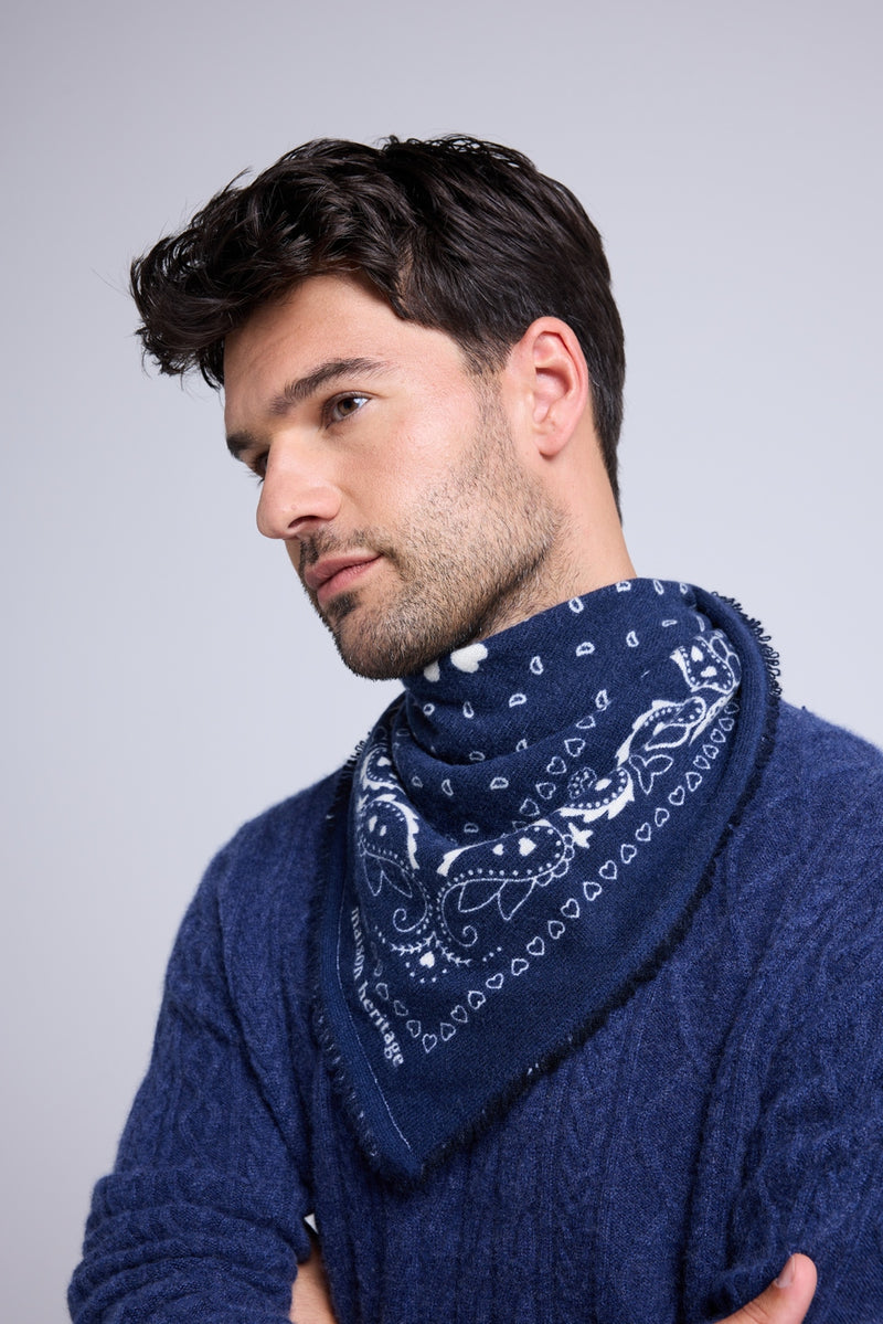 Echarpe Bandana Unisexe 54*54 Arizona - Bleu Marine Blanc