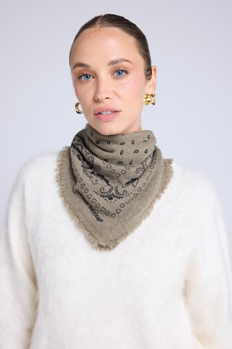 Echarpe Bandana Unisexe 54*54 Arizona - Vert Khaki Noir