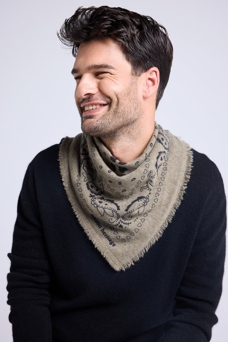 Echarpe Bandana Unisexe 54*54 Arizona - Vert Khaki Noir