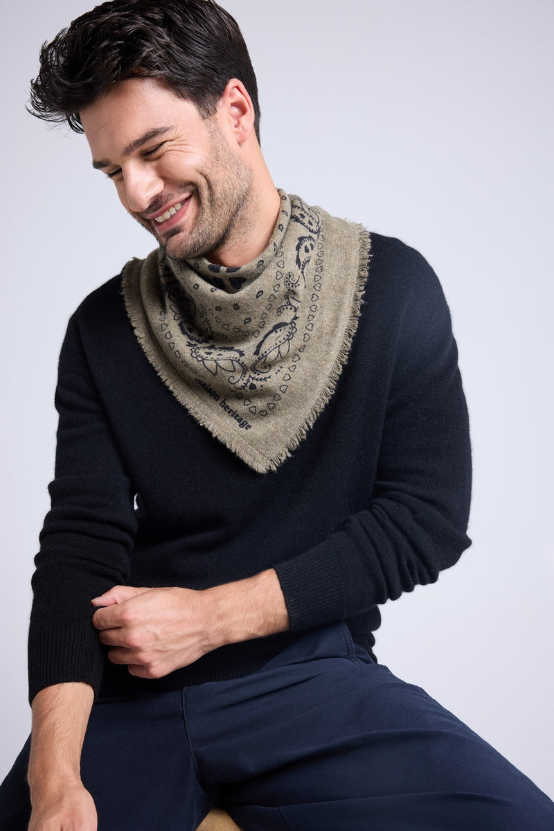 Echarpe Bandana Unisexe 54*54 Arizona - Vert Khaki Noir