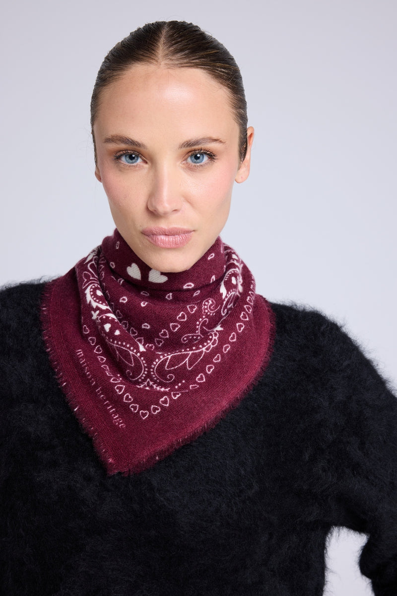Echarpe Bandana Unisexe 54*54 Arizona - Bordeaux Blanc