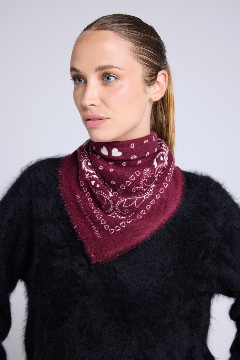 Echarpe Bandana Unisexe 54*54 Arizona - Bordeaux Blanc