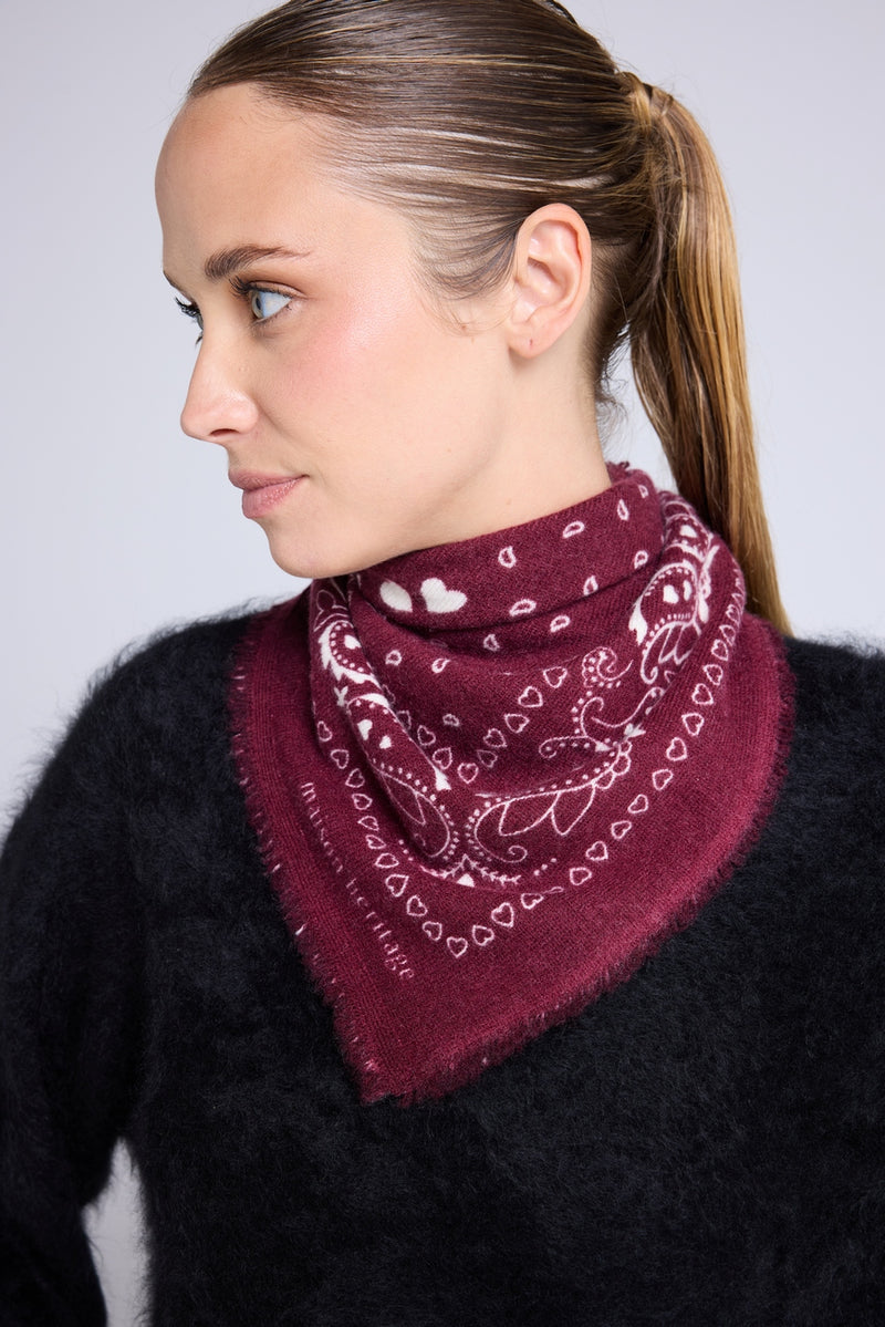 Echarpe Bandana Unisexe 54*54 Arizona - Bordeaux Blanc