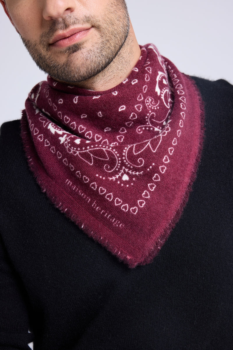 Echarpe Bandana Unisexe 54*54 Arizona - Bordeaux Blanc