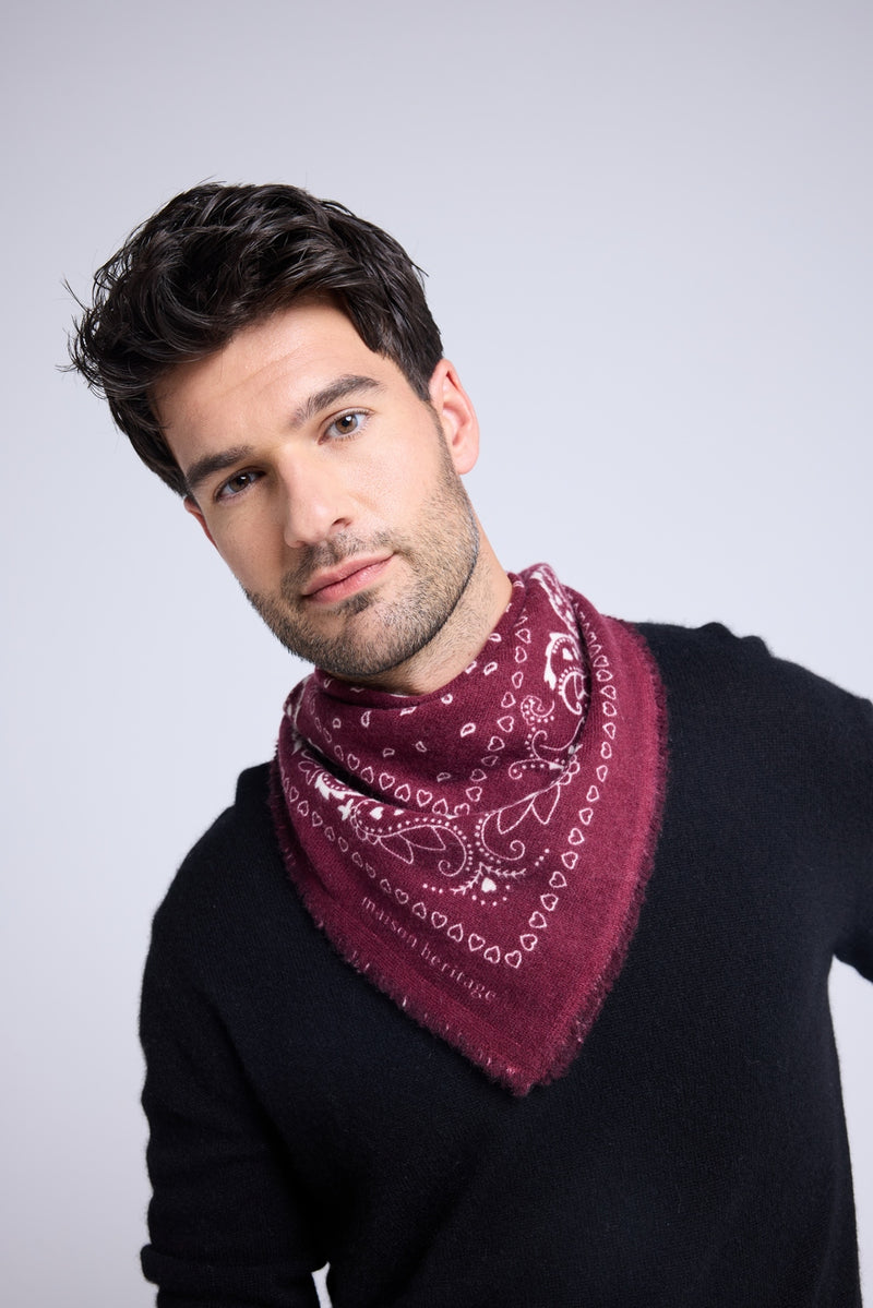 Echarpe Bandana Unisexe 54*54 Arizona - Bordeaux Blanc