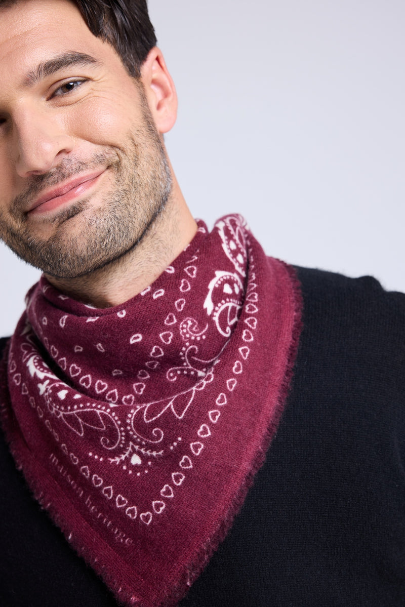 Echarpe Bandana Unisexe 54*54 Arizona - Bordeaux Blanc